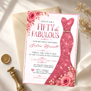 Invitación de cumpleaños número 50 de Rose Red