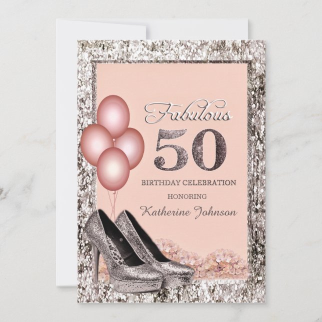 Invitación de cumpleaños número 50 de Silver and P (Anverso)