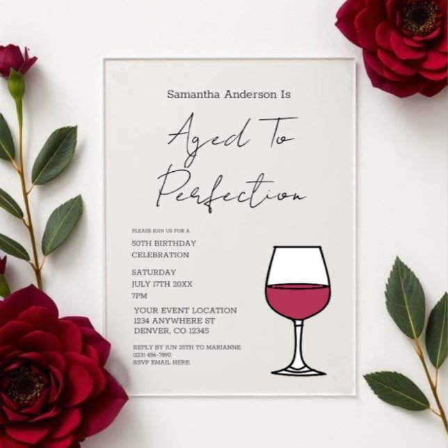 Invitación de cumpleaños número 50 de vino envejec (Subido por el creador)
