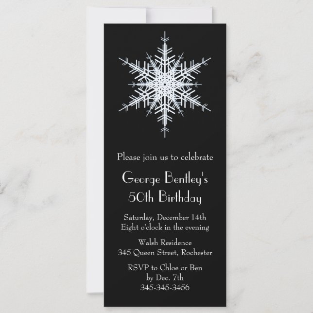 Invitación de cumpleaños número 50 de Wintery negr (Anverso)