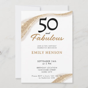 Invitación de cumpleaños número 50 dorada: 50 y fa