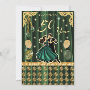 Invitación de cumpleaños número 50 dorado con pare
