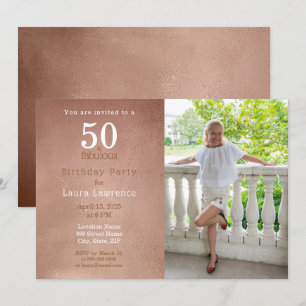 Invitación de cumpleaños número 50 dorado rosa 50 