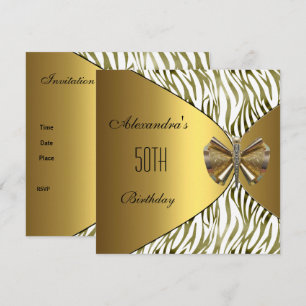 Invitación de cumpleaños número 50 Dragonfly Gold