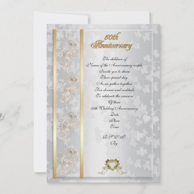 invitación de cumpleaños número 50 elegante (Anverso)