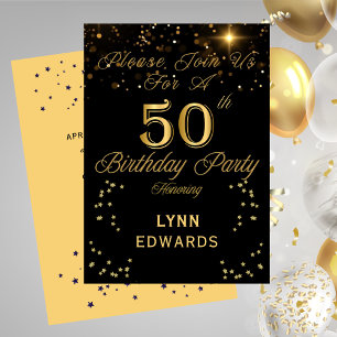 Invitación de cumpleaños número 50 elegante en dor