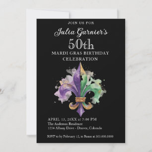 Invitación de cumpleaños número 50 elegante en neg