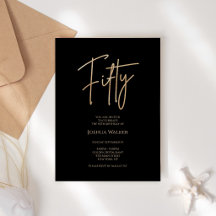Invitación de cumpleaños número 50 elegante en neg