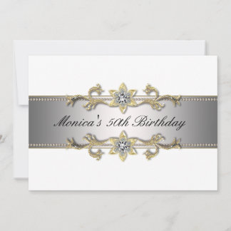 Invitación de cumpleaños número 50 elegante en oro