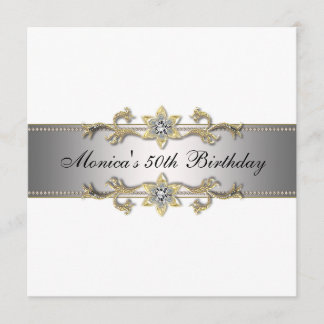 Invitación de cumpleaños número 50 elegante en oro