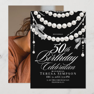 Invitación de cumpleaños número 50 en blanco y neg