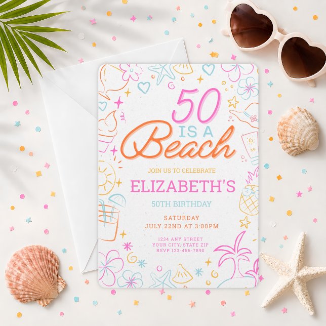Invitación de cumpleaños número 50 en la playa de  (Subido por el creador)