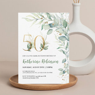 Invitación de cumpleaños número 50 en Rosa Elegant
