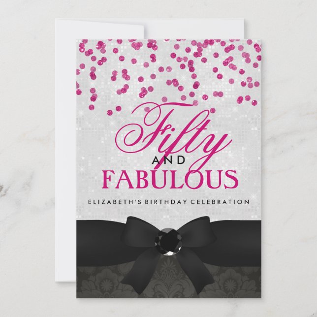 Invitación de cumpleaños número 50 fabulosa de ros (Anverso)