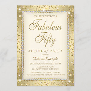 Invitación de cumpleaños número 50 Fabuloso Ivory