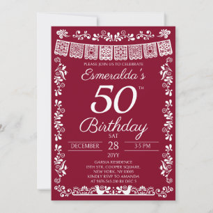 Invitación de cumpleaños número 50 Fiesta Mexicana