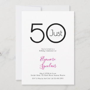 Invitación de cumpleaños número 50 Minimal Just Fi