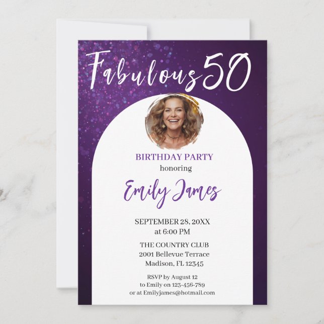 invitación de cumpleaños número 50 para mujer (Anverso)