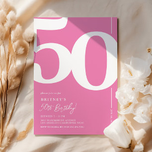 Invitación de cumpleaños número 50 Pretty Pink