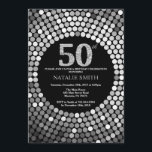 Invitación de cumpleaños número 50 Purpurina negro<br><div class="desc">Invitación a cumplir 50 años. Purpurina negro y plateado.Diamante plateado.Fiesta de cumpleaños para adultos. Para hombres o mujeres.
Para más personalización,  haga clic en el botón "Personalizar" y utilice nuestra herramienta de diseño para modificar esta plantilla.</div>