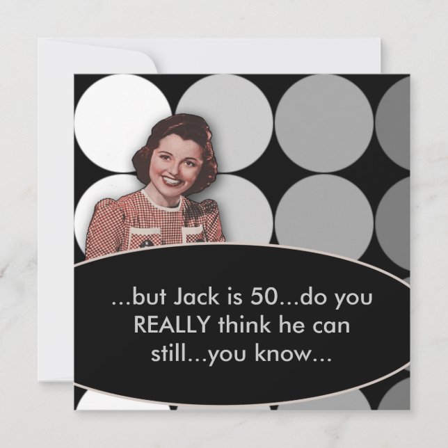 Invitación de cumpleaños número 50 retro para homb (Anverso)