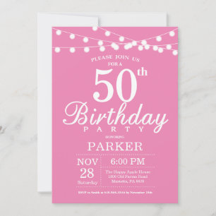 Invitación de cumpleaños número 50 rosa