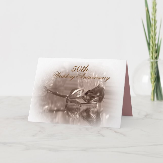 invitación de cumpleaños número 50 rosa dorada (Anverso)