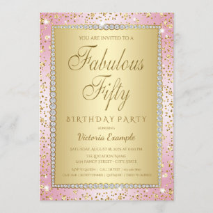 Invitación de cumpleaños número 50 rosa rubor y do