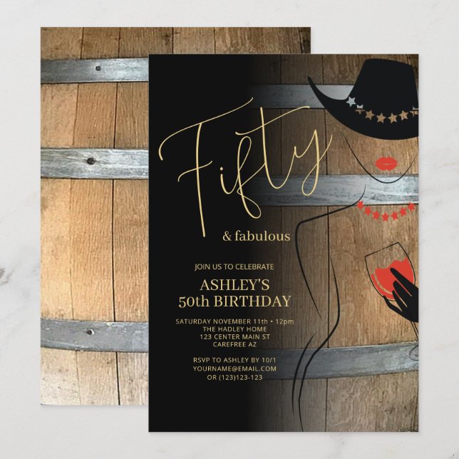Invitación de cumpleaños número 50 Rustic Fifty Fa (Anverso / Reverso)