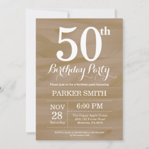 Invitación de cumpleaños número 50 rústica
