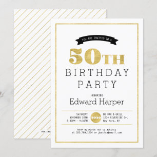 Invitación de cumpleaños número 50 Simple Modern G