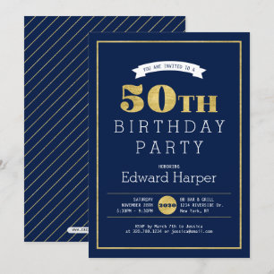 Invitación de cumpleaños número 50 Simple Modern G