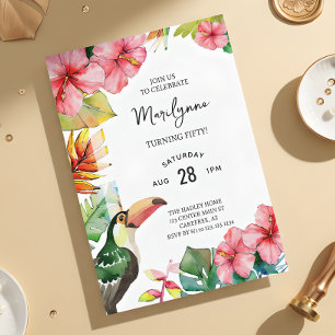 Invitación de cumpleaños número 50 Tropical Hawaia