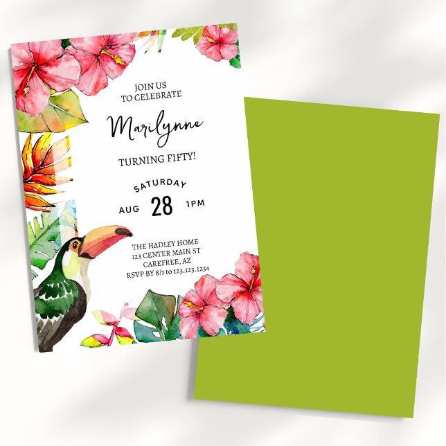 Invitación de cumpleaños número 50 Tropical Hawaia (Subido por el creador)