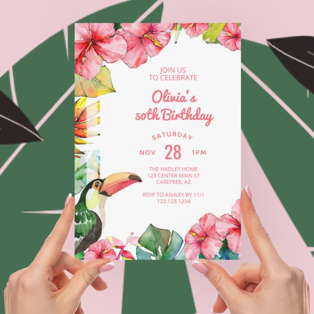 Invitación de cumpleaños número 50 Tropical Hawaia (Subido por el creador)