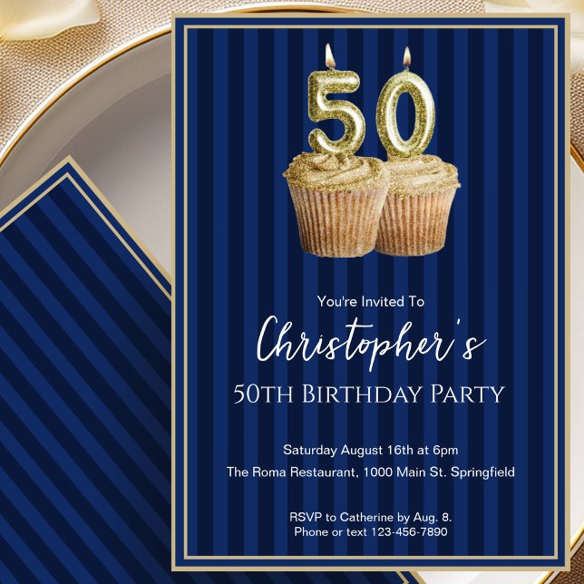 Invitación de cumpleaños número 50 única para él e (Subido por el creador)