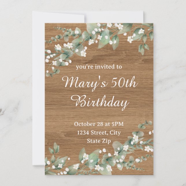Invitación de cumpleaños número 50 - Vegetación rú (Anverso)