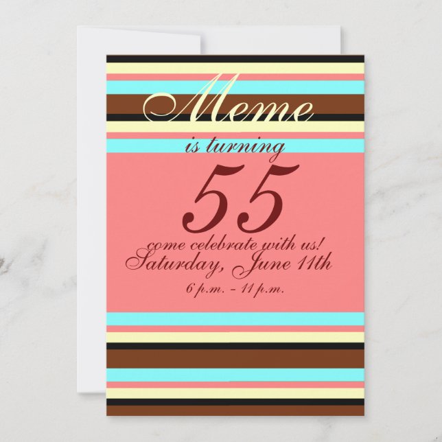 Invitación de cumpleaños número 55 (Anverso)
