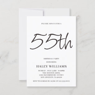 Invitación de cumpleaños número 55 con caligrafía 