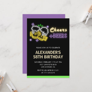Invitación de cumpleaños número 58 de Neon Cheers 