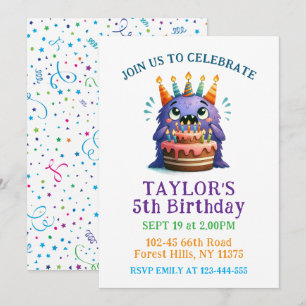Invitación de cumpleaños número 5 colorida para fi