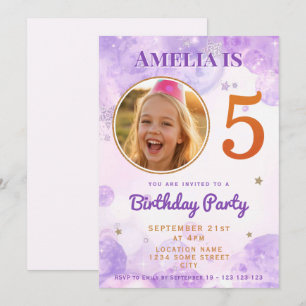 Invitación de cumpleaños número 5 con 5 burbujas d