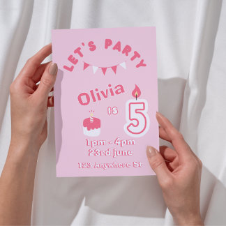 Invitación de cumpleaños número 5 con brillo y div