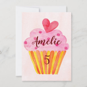 invitación de cumpleaños número 5 - cupcakes acuar