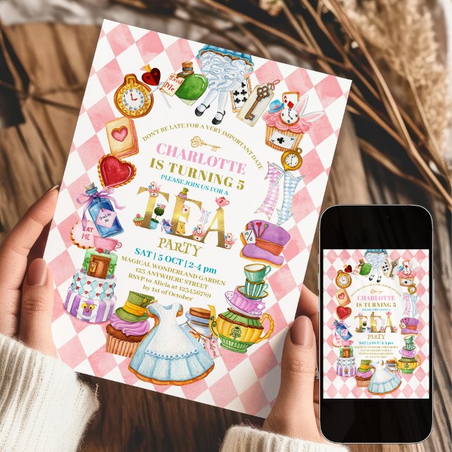 Invitación de cumpleaños número 5 de Alice in Wond (Subido por el creador)