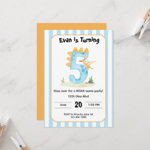 Invitación de cumpleaños número 5 de dinosaurio ed
