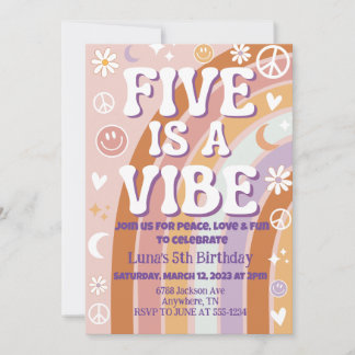Invitación de cumpleaños número 5 de Five is a Vib
