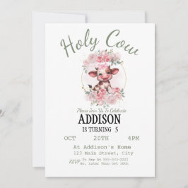 Invitación de cumpleaños número 5 de Holy Cow Girl