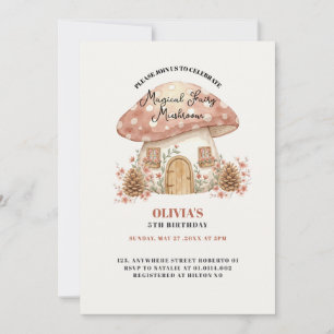 invitación de cumpleaños número 5 de Hongo de Hada