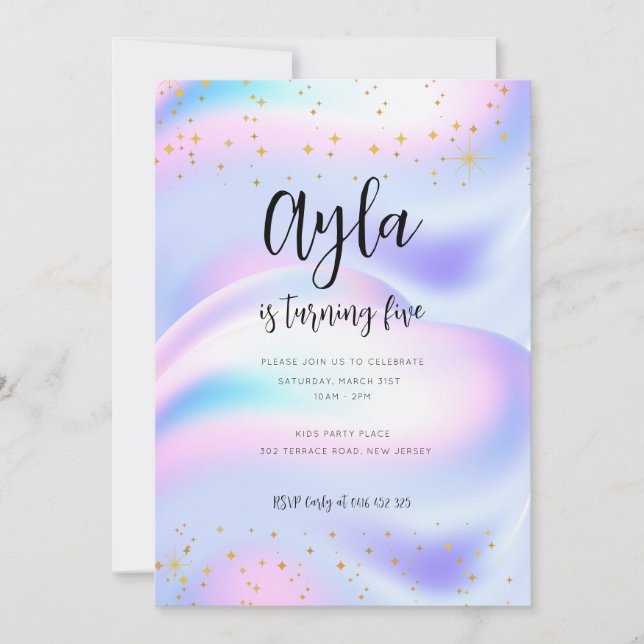 Invitación de cumpleaños número 5 de la Princesa B (Anverso)